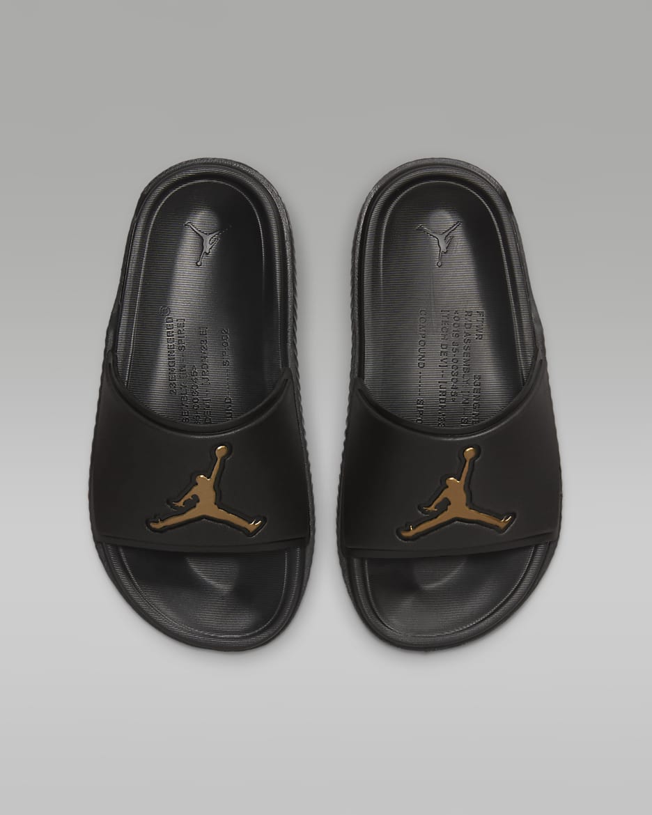 White and gold jordan slides shop